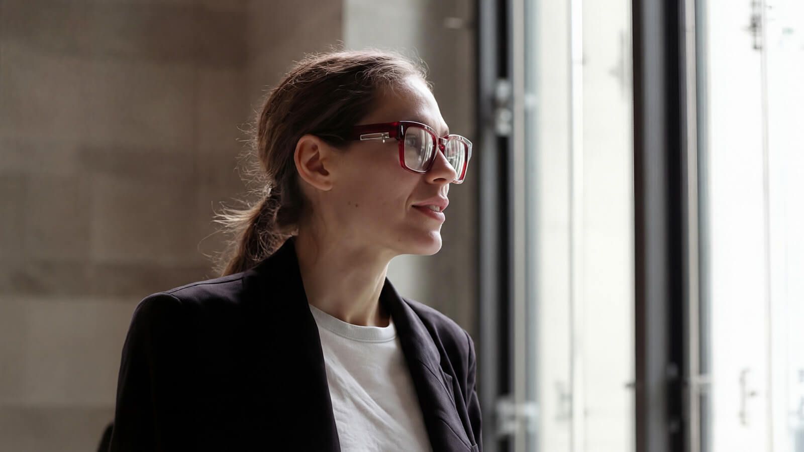 glasses in gothic business casual style