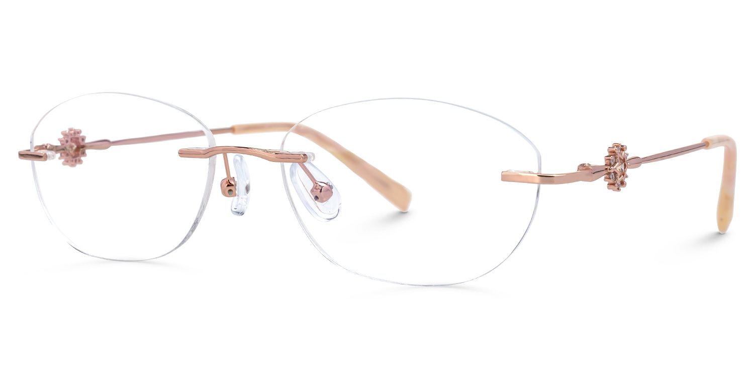 Fadheelat - Oval Gold Eyeglasses by Vooglam - Front View