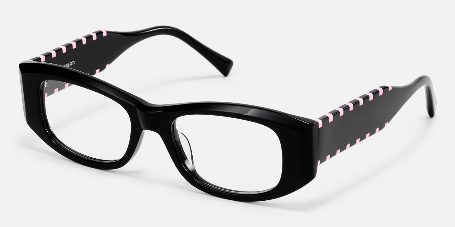 Banksy - Rectangle Black Eyeglasses | Vooglam Front View