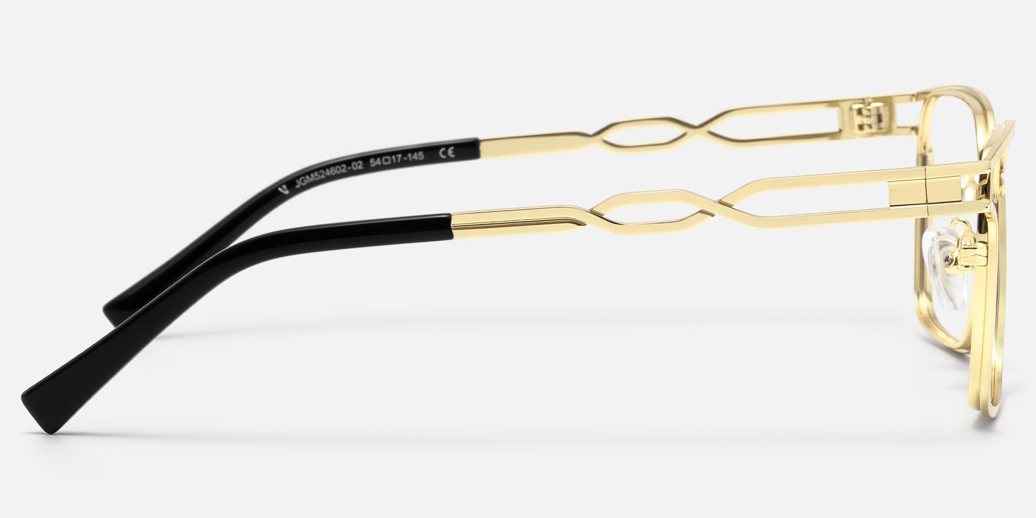 Frenzy - Rectangle Gold Eyeglasses | Vooglam Side View