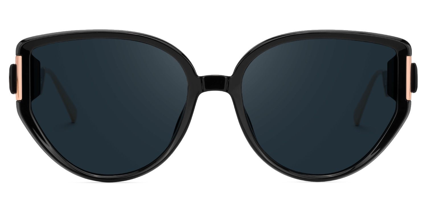 Fateh - Cat Eye Black Sunglasses | Vooglam Angle View