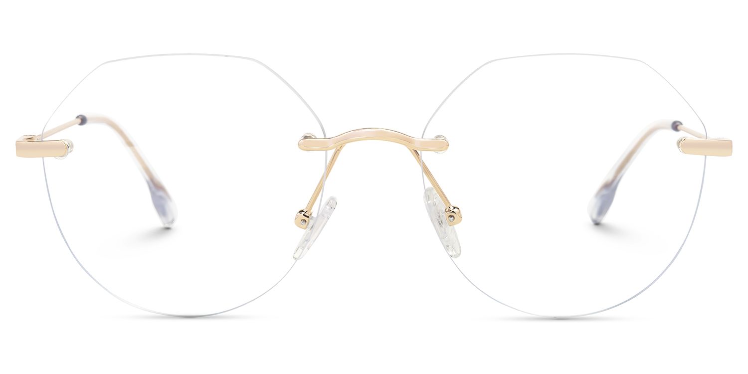 Emlyn - Geometric Gold Eyeglasses | Vooglam Angle View