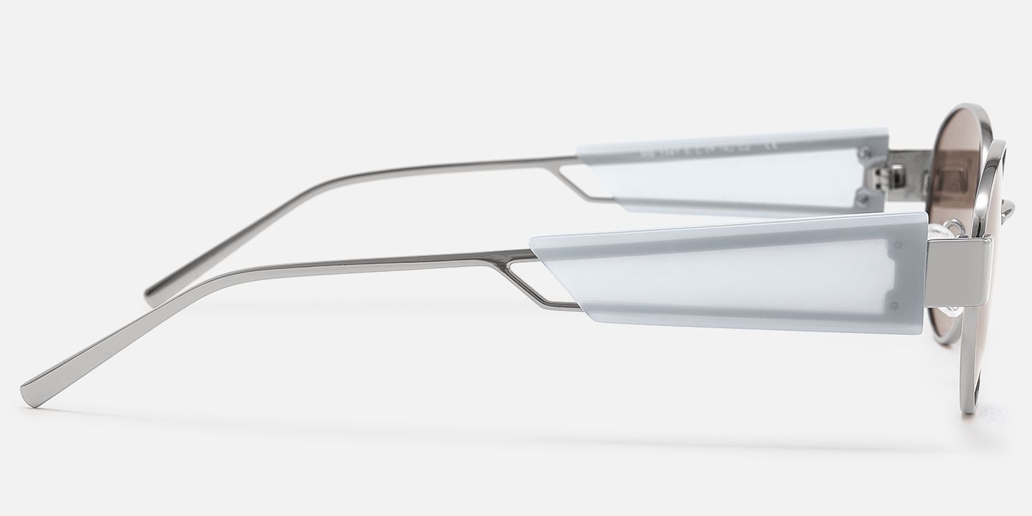 Ember - Oval Silver Sunglasses | Vooglam Side View