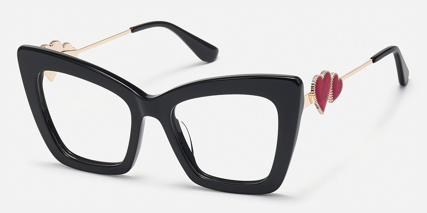 Lacretia - Butterfly Black Eyeglasses | Vooglam Front View