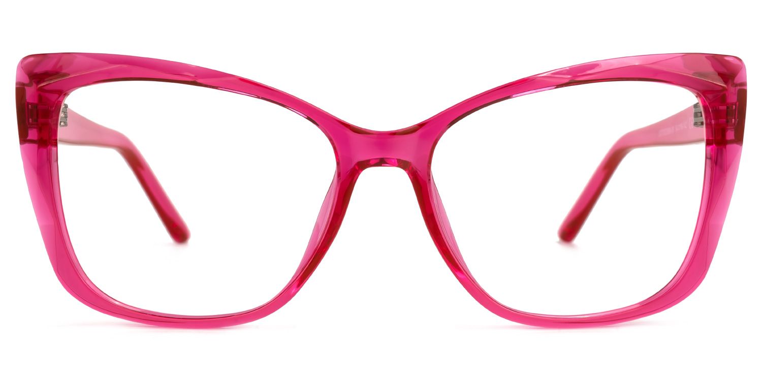 Raquel - Bold Hot Pink Square Frame Glasses | Vooglam Angle View