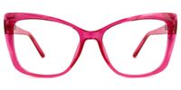 Raquel - Bold Hot Pink Square Frame Glasses | Vooglam Angle View