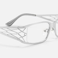 Rainey - Rectangle Silver Eyeglasses | Vooglam Design Details