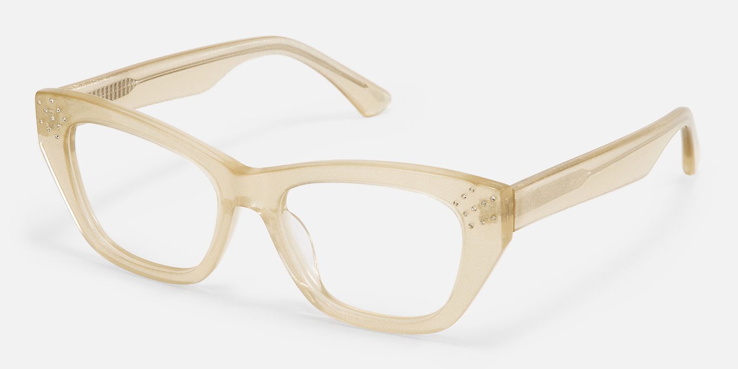 Starlina - Rectangle Champagne Eyeglasses | Vooglam Front View