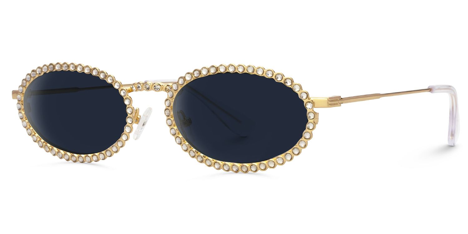 Finnea - Oval Gold Sunglasses | Vooglam Front View
