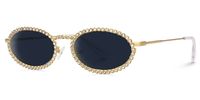 Finnea - Oval Gold Sunglasses | Vooglam Front View