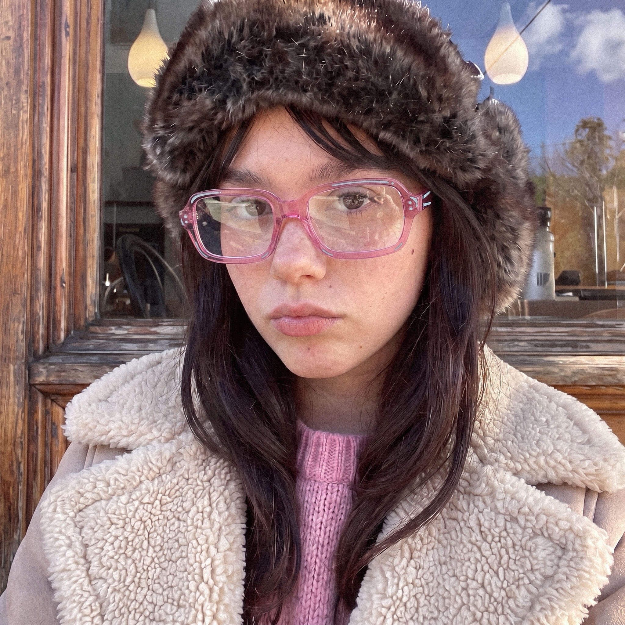 Pixel - Clear Pink Comic Narrow Rectangle Glasses