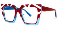 Darius - Square Red/Blue Eyeglasses | Vooglam Front View