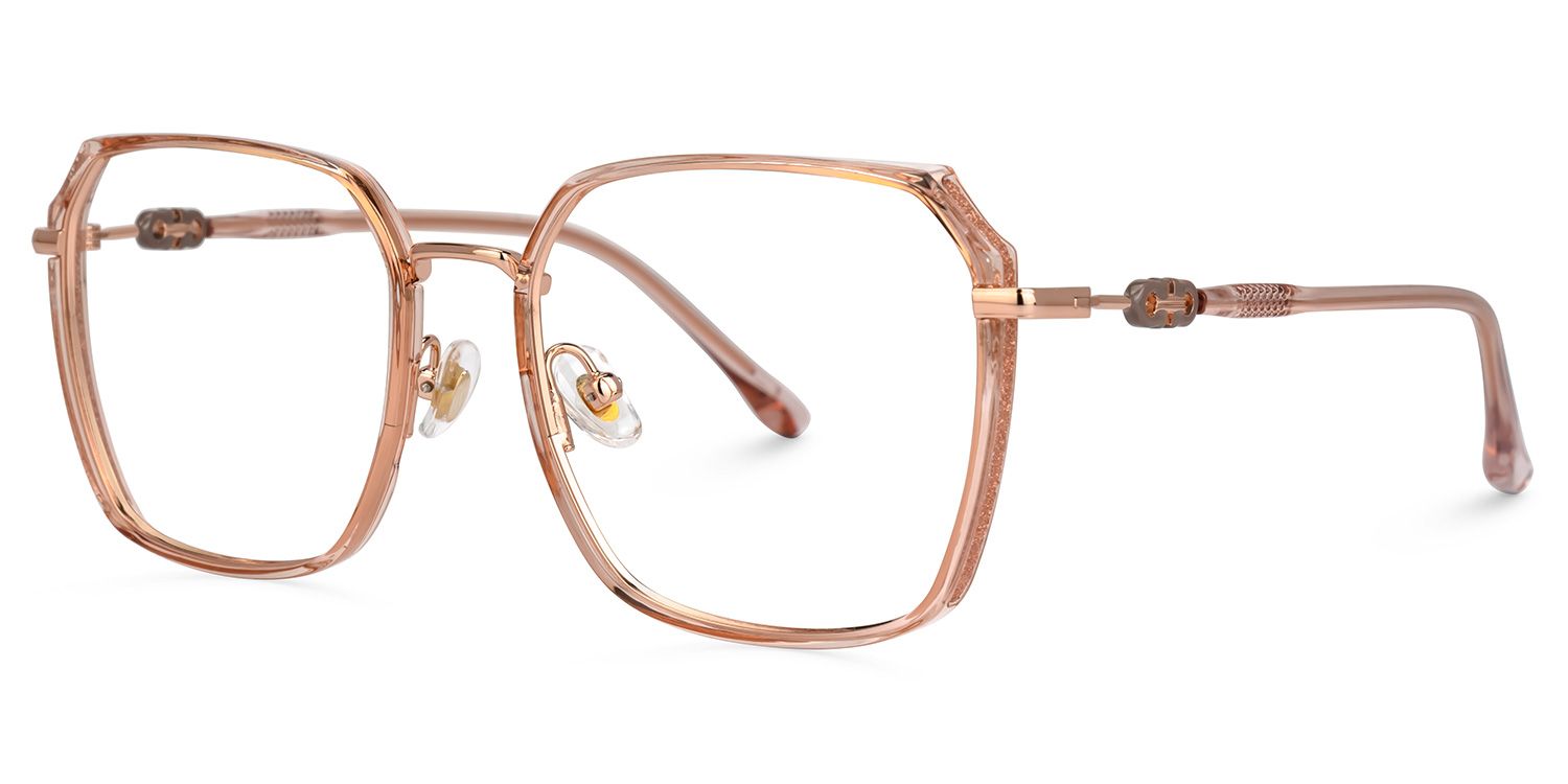 Denji - Geometric Champagne Eyeglasses | Vooglam Front View