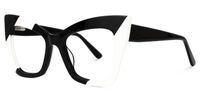 Damyan - Cat Eye Black/White Eyeglasses | Vooglam Front View