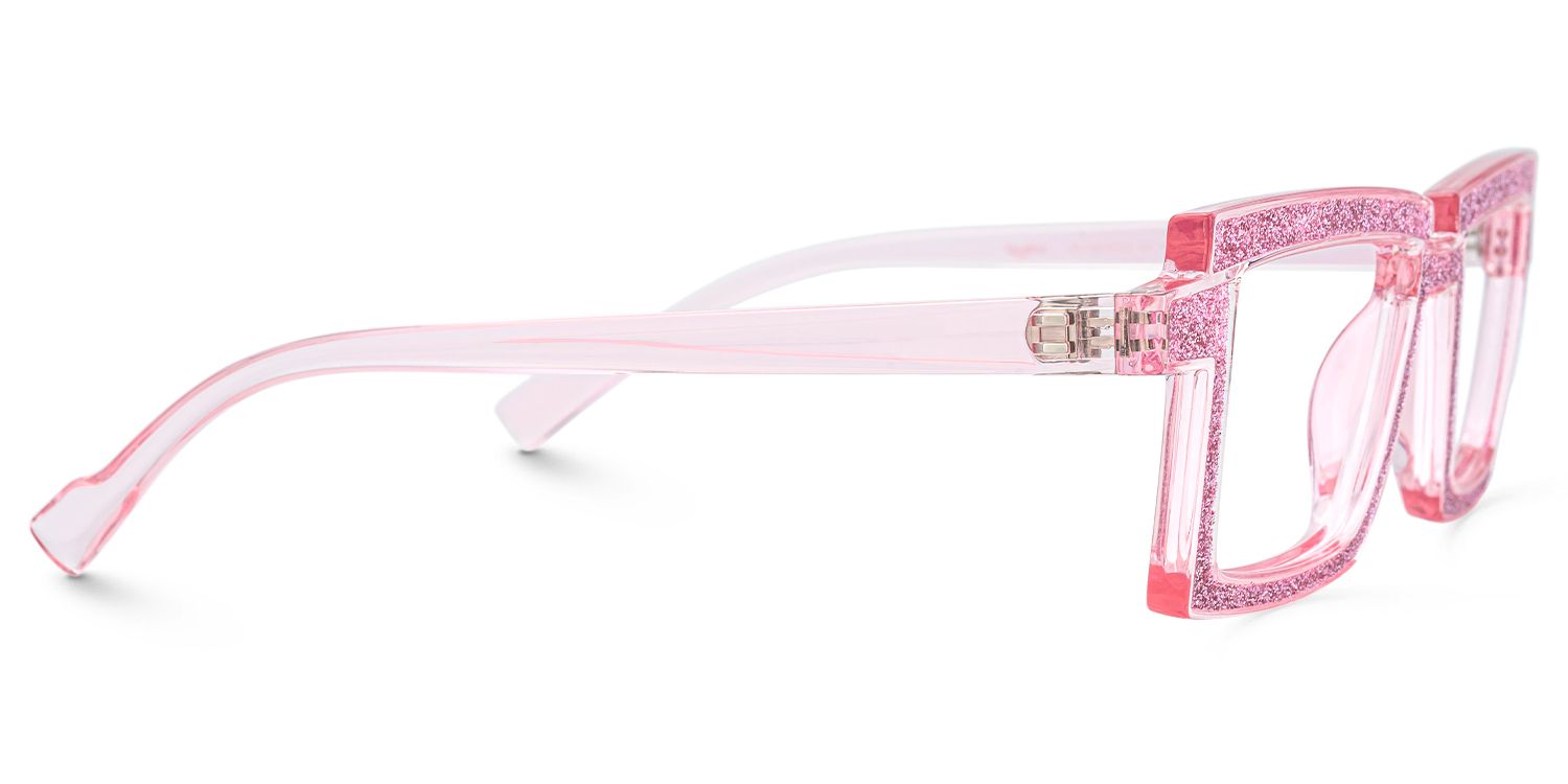 Pandeia - Rectangle Pink Eyeglasses by Vooglam - Product View 4