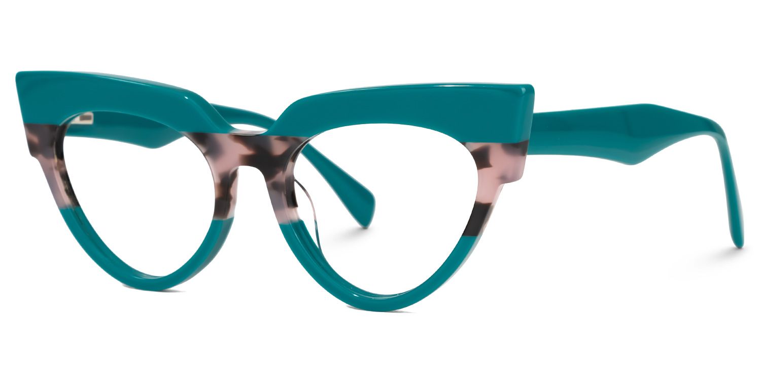 Bandit - Cat Eye Green Eyeglasses | Vooglam Front View