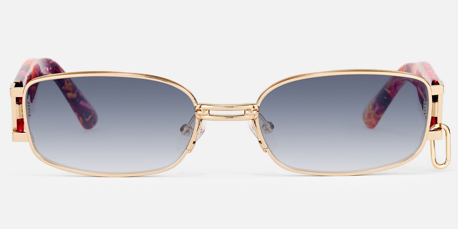 Gagenia - Rectangle Gold Sunglasses | Vooglam Angle View