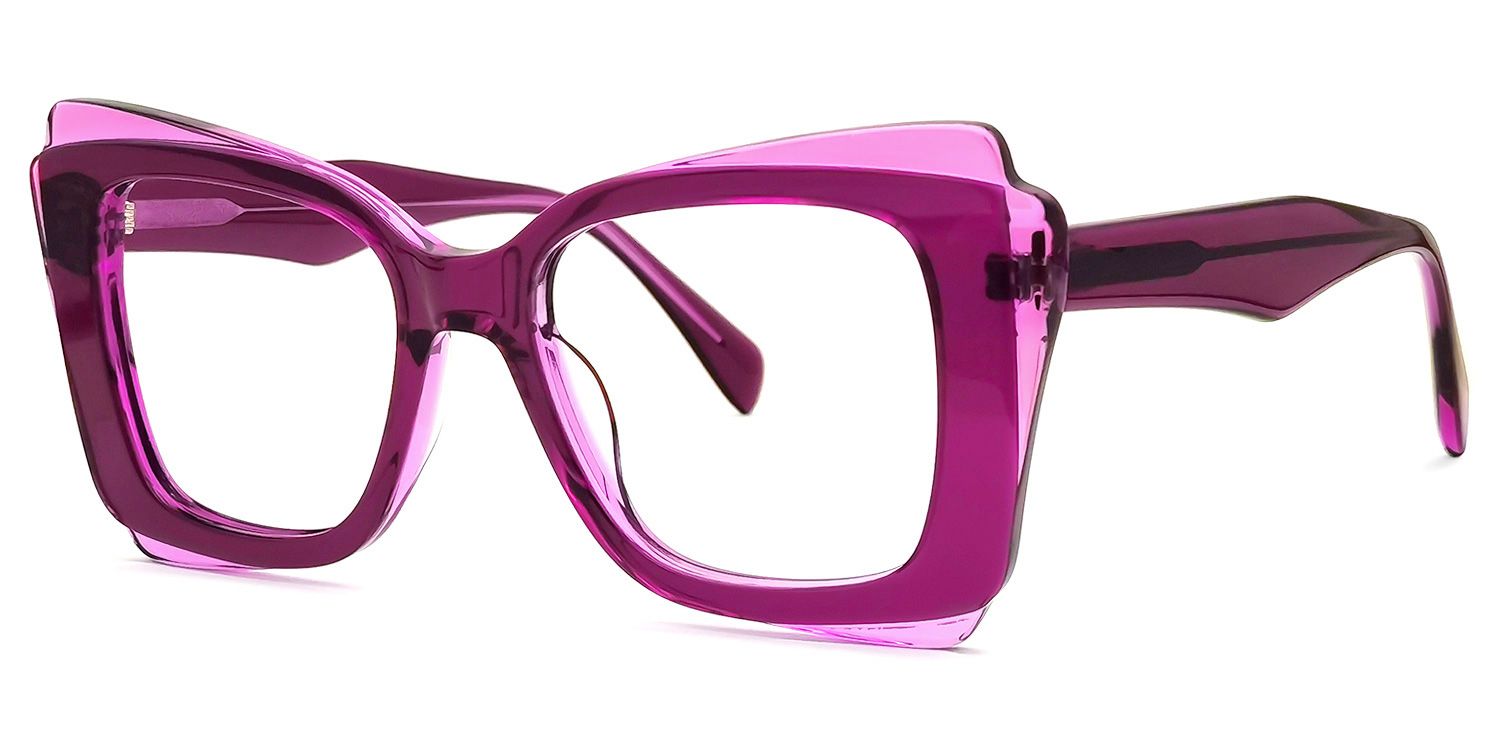 Cheyenne - Rectangle Purple Eyeglasses | Vooglam Front View