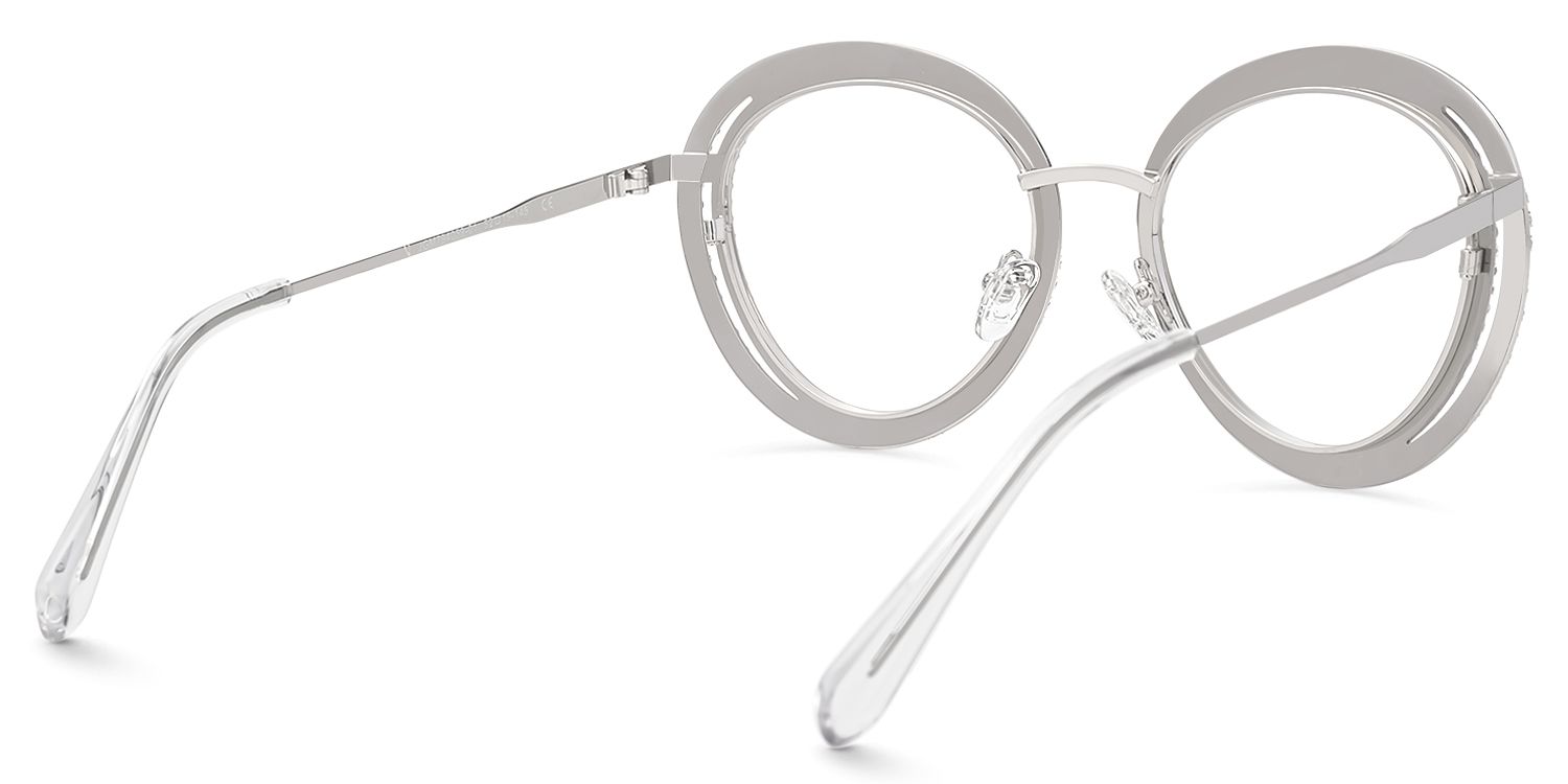 Hafiz - Round Silver Eyeglasses | Vooglam Side View