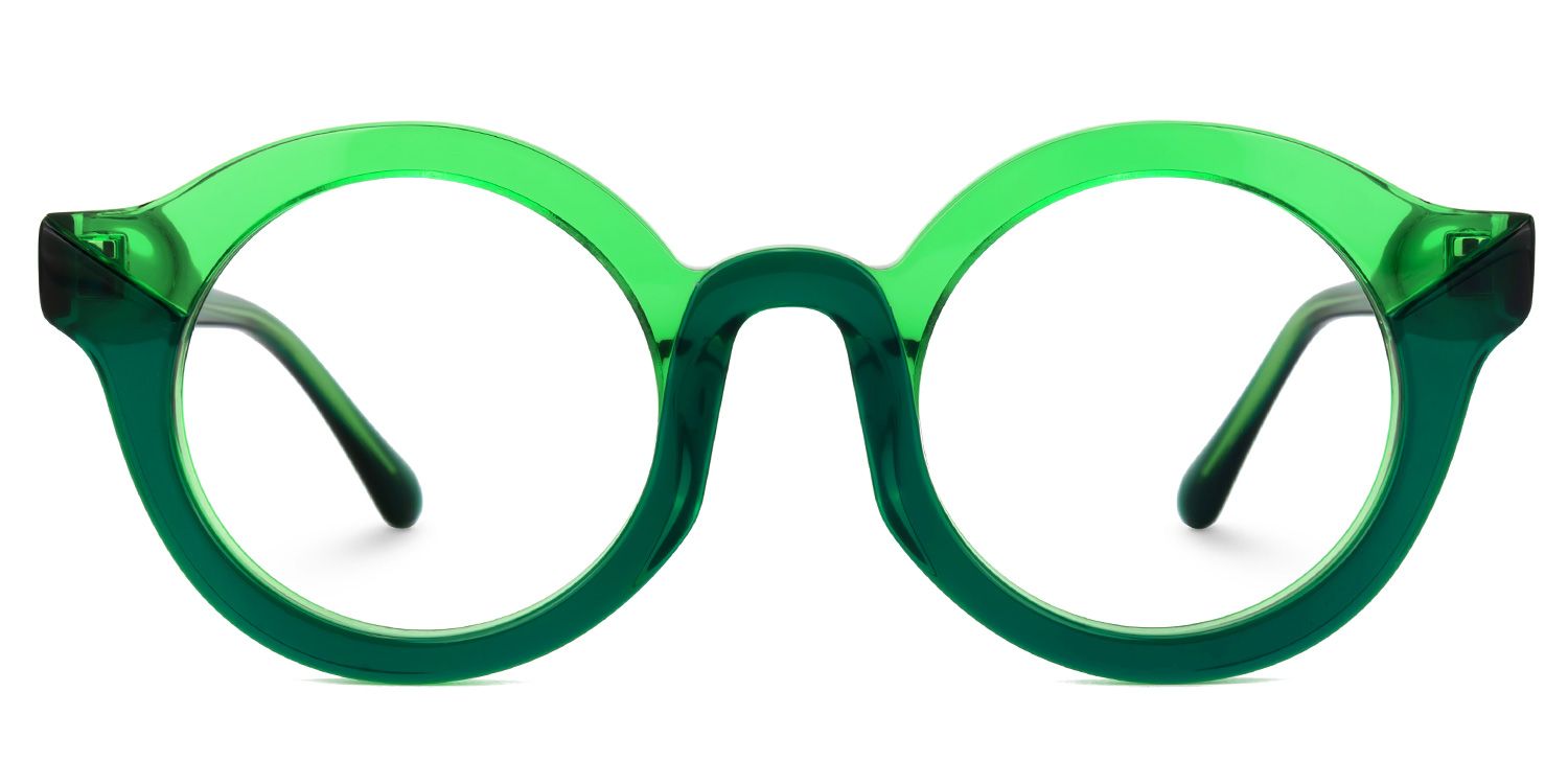 Fahima - Round Green Eyeglasses | Vooglam Angle View