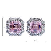 Glamorous Fancy Pink Square Pierced Earrings | Vooglam Angle View