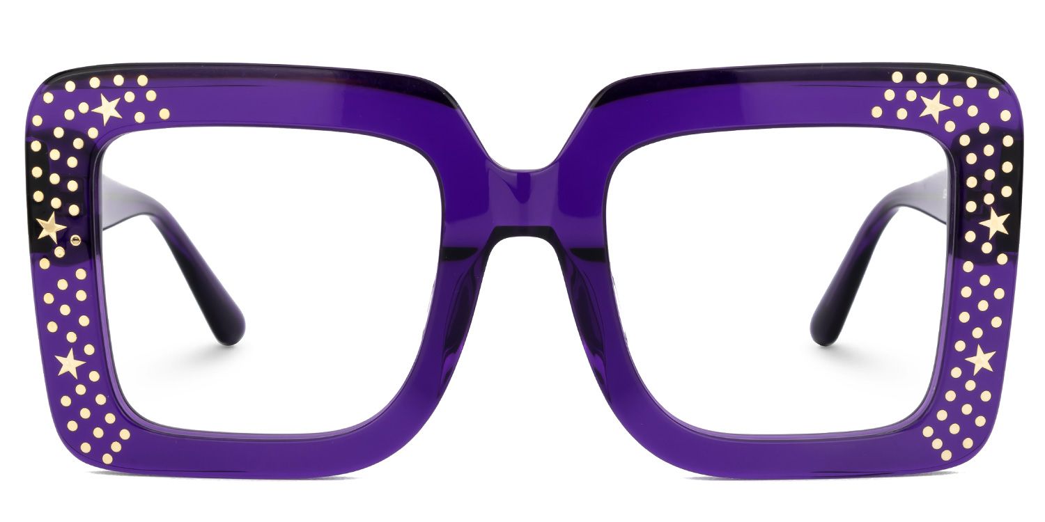 Fayiz - Square Purple Eyeglasses | Vooglam Angle View