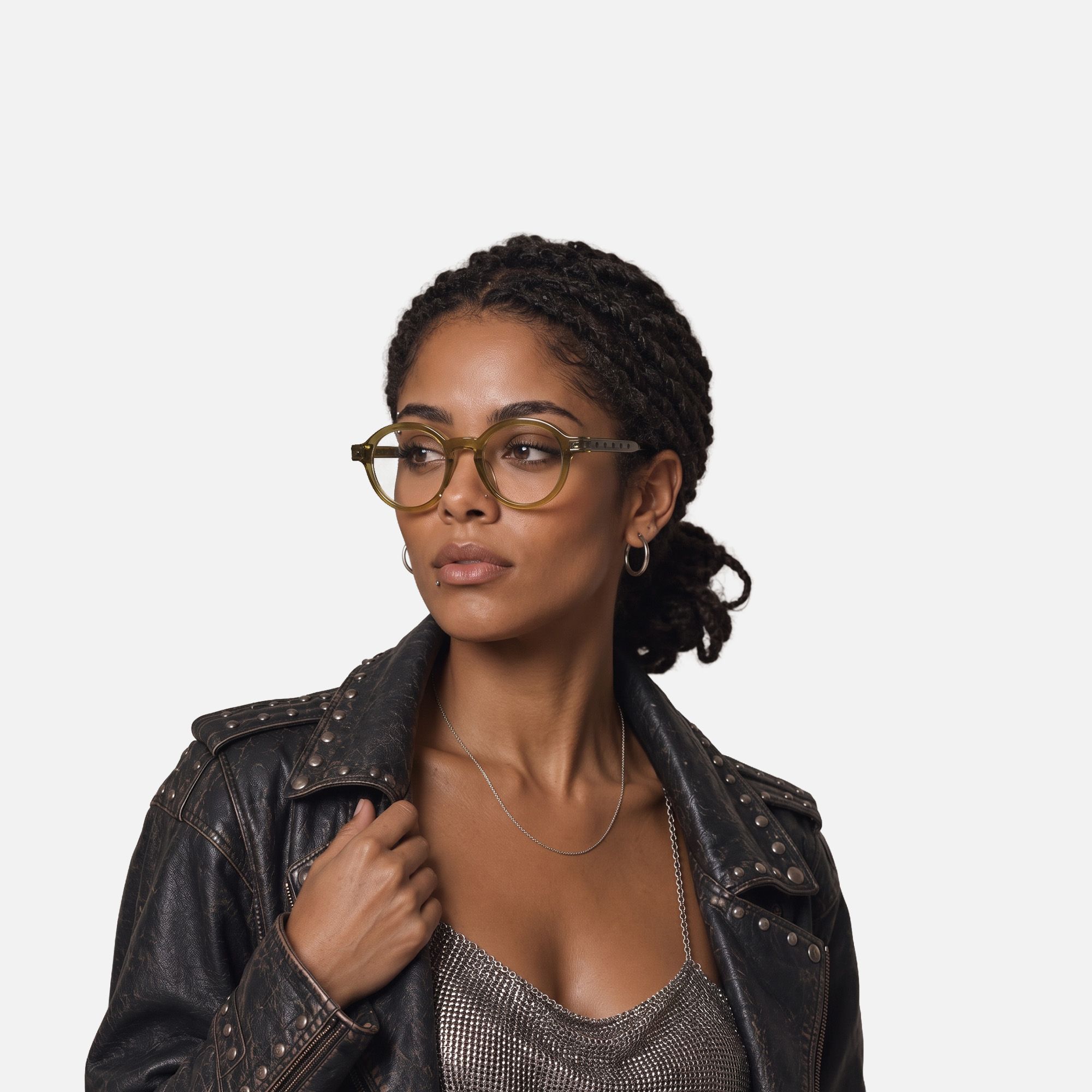 Lennon - Antique Bronze Olive Green Round Frame by Vooglam - Lifestyle Look