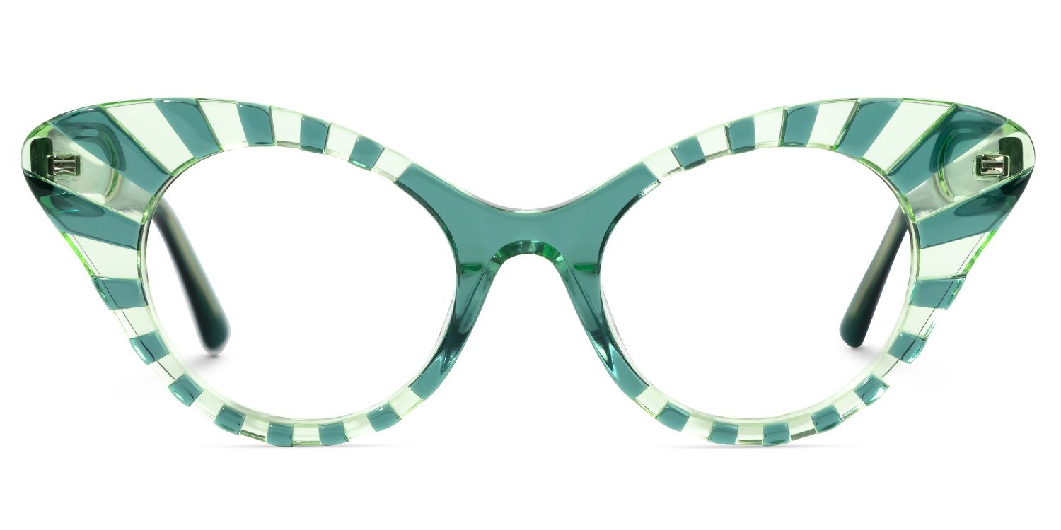 Kiele - Cat Eye Green Eyeglasses by Vooglam - Angle View