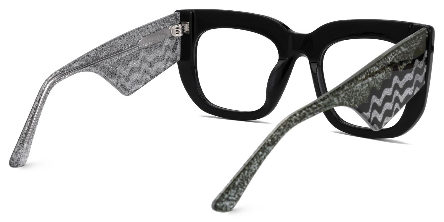 Hakulani - Square Black Eyeglasses | Vooglam Side View