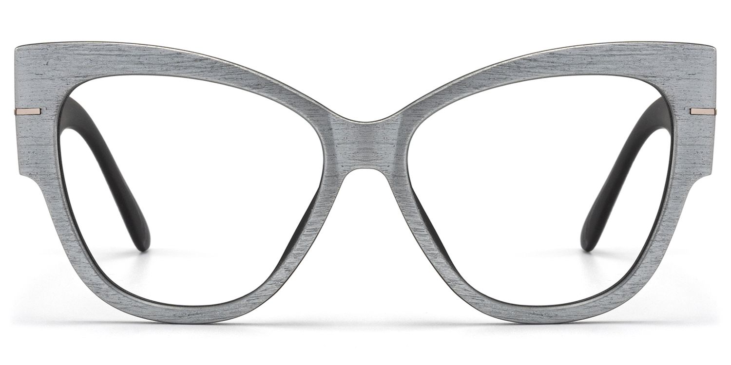 Frame Size of Elektra - Sleek Brushed Cat-Eye Designer Gray Glasses | Vooglam