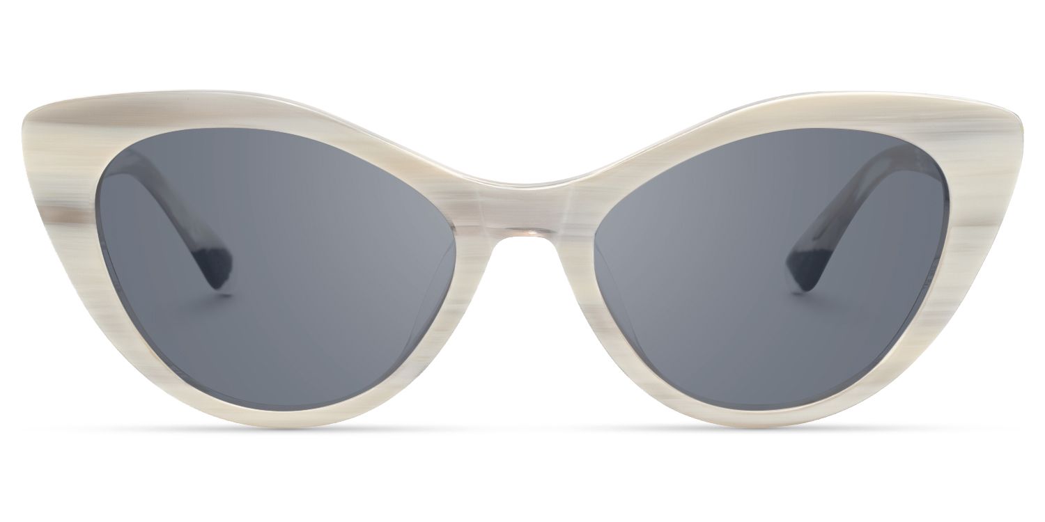 Naira - Cat Eye White Prescription Sunglasses by Vooglam - Angle View
