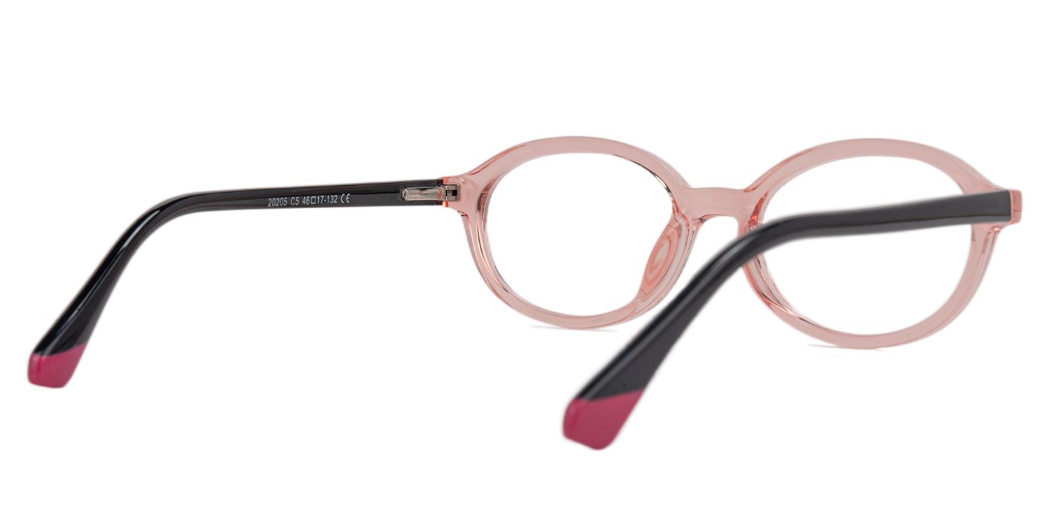 Mackenzie - Oval Pink Kids Eyeglasses by Vooglam - Side View