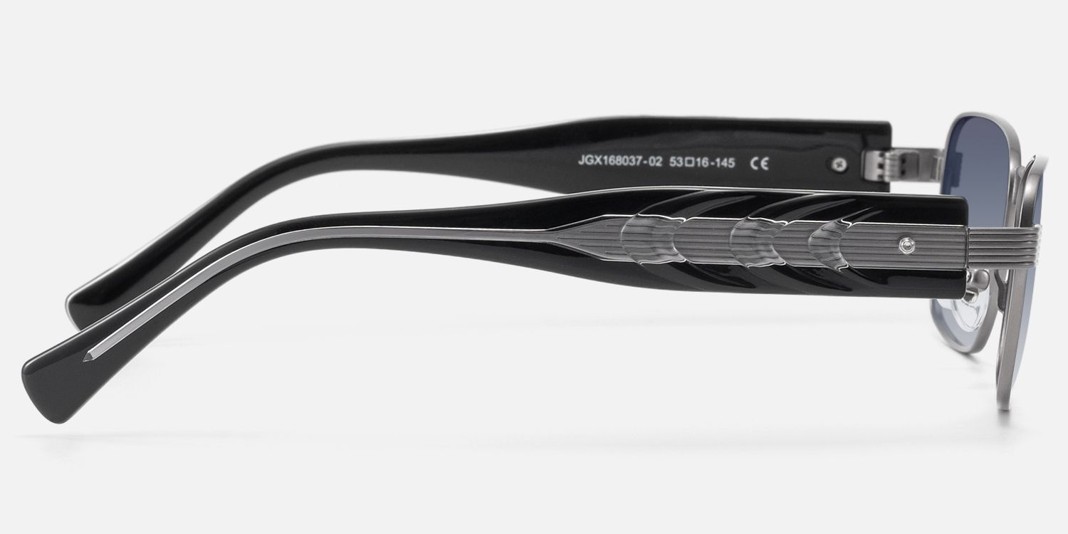 Toyo - Gradient Lens Gunmetal Rectangle Sunglasses | Vooglam Side View