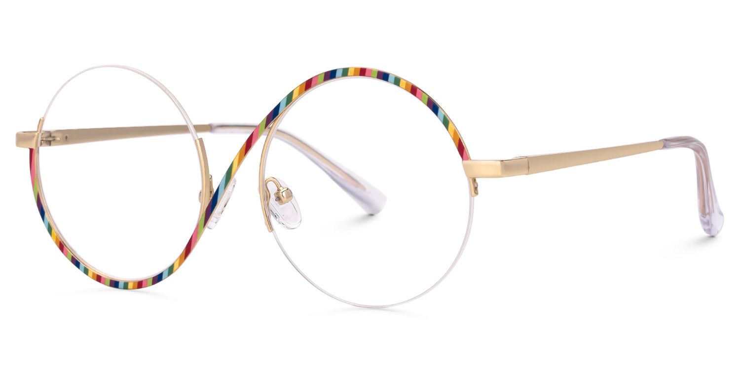 Manley - Stylish Round Multicolor Semi-Rim Glasses | Vooglam Front View
