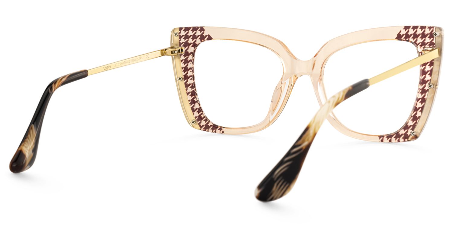 Harshad - Butterfly Houndstooth Prescription Glasses | Vooglam Side View