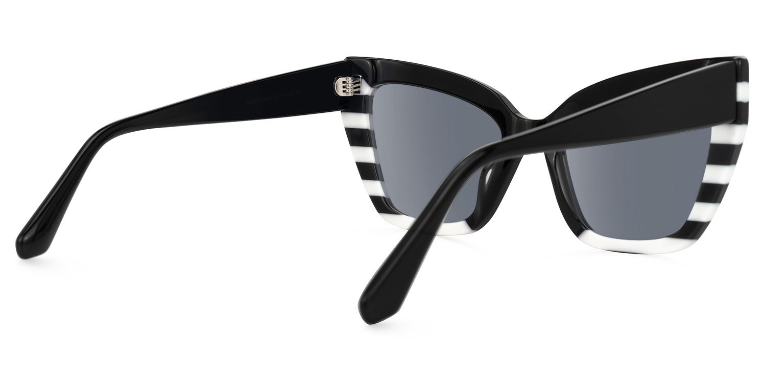 Abby - Cat Eye Black/White Sunglasses | Vooglam Side View