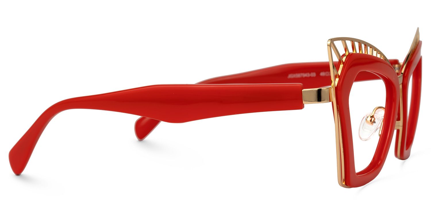Deiter - Cat Eye Red/Gold Eyeglasses | Vooglam 4
