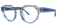 Annaisha - Round Blue Eyeglasses | Vooglam Front View
