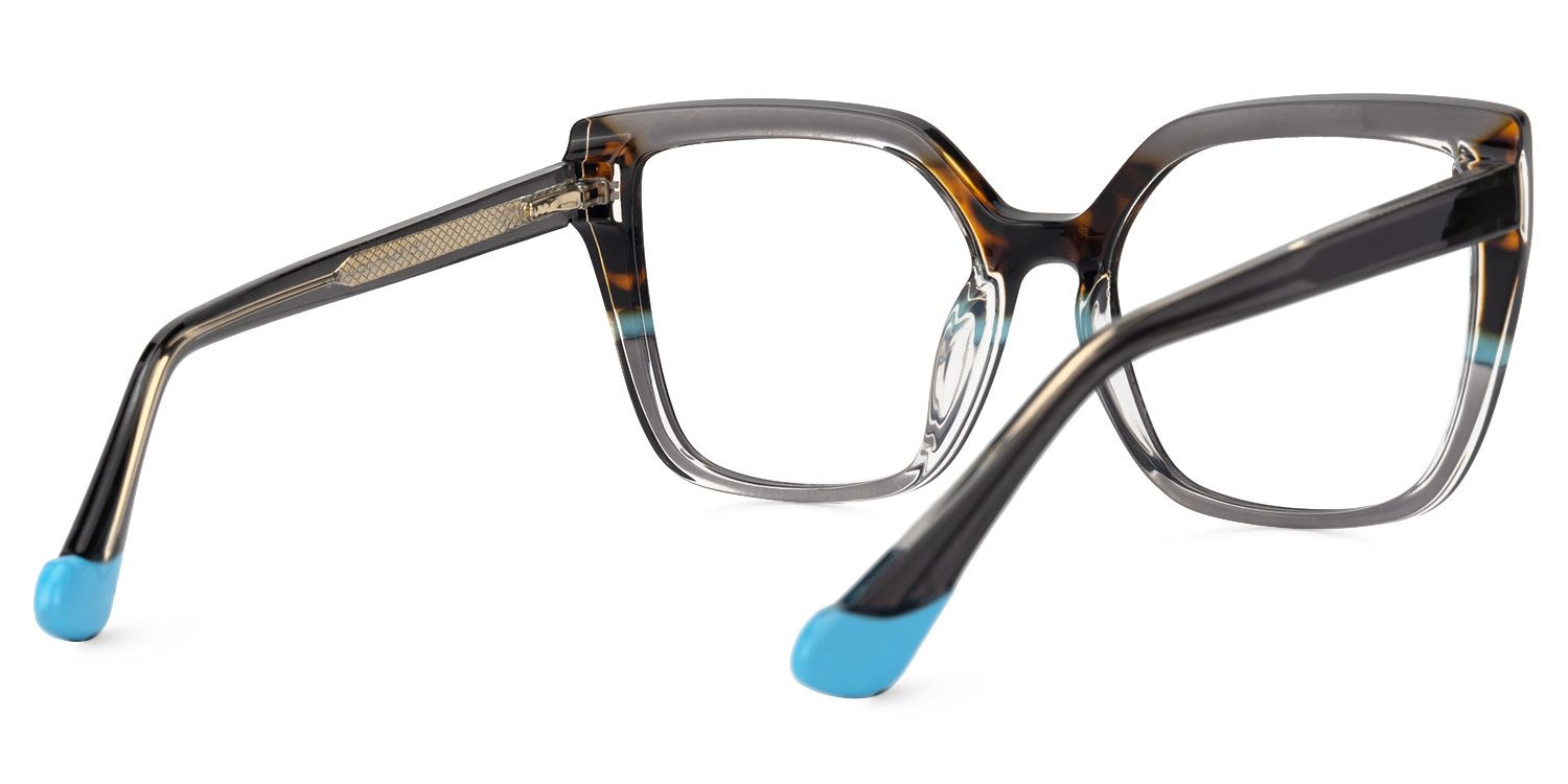 Faizan - Square Grey Eyeglasses | Vooglam Side View