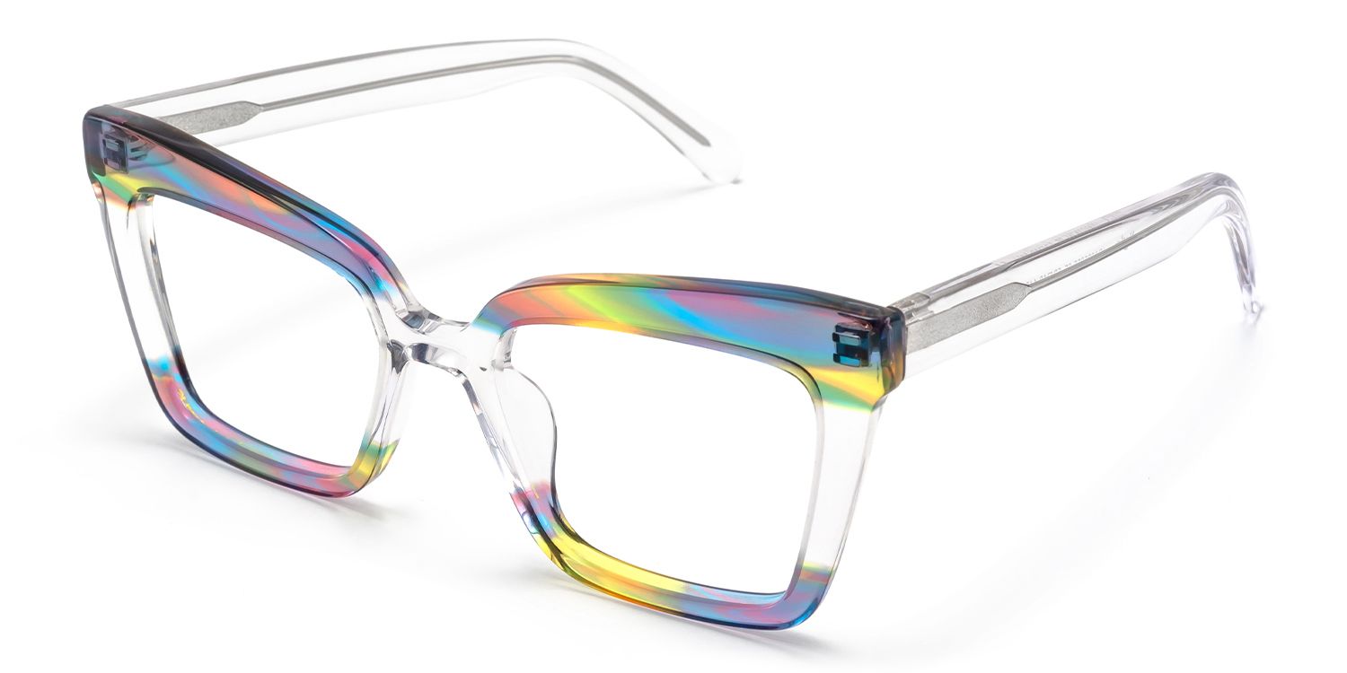 Galarza - Rectangle Multicolor Eyeglasses by Vooglam - Front View