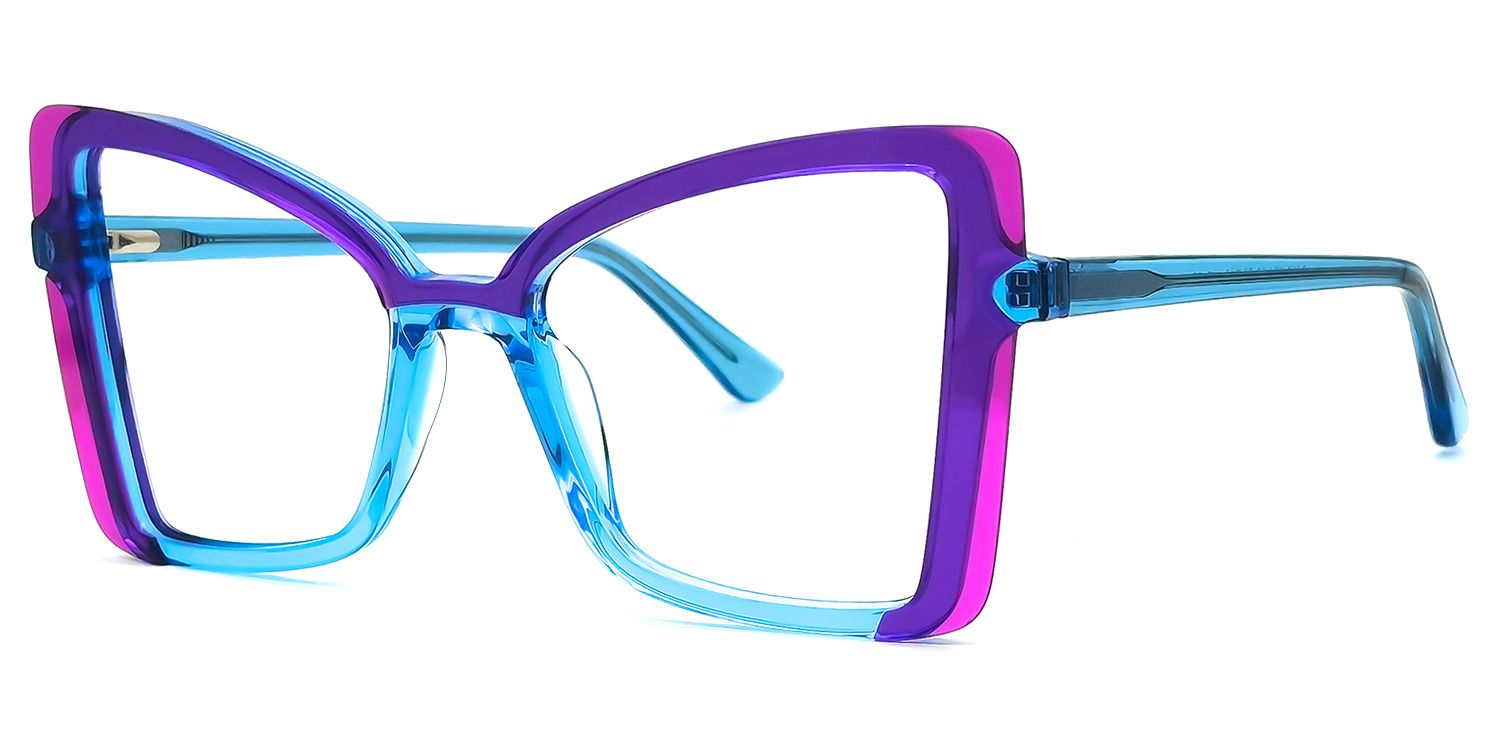 Jesica - Cat Eye Purple/Blue Eyeglasses | Vooglam Front View