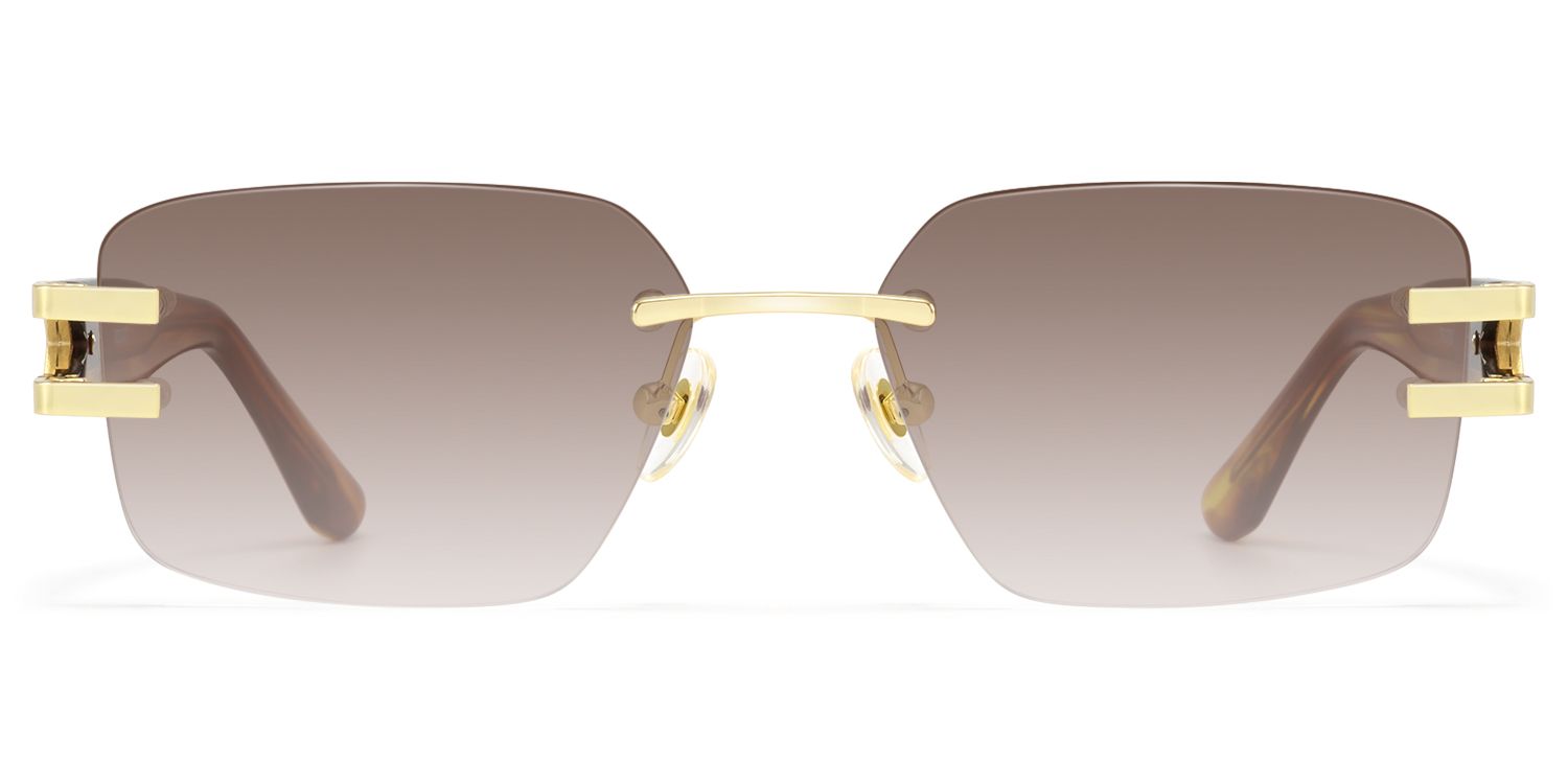 Aurum - Gradient Brown Rimless Sunglasses | Vooglam Product Details 1