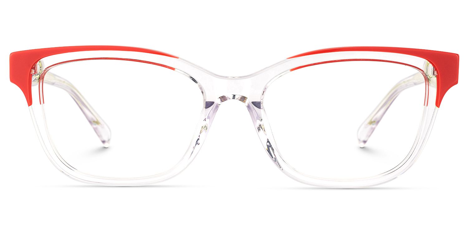 Welty - Rectangle Red Eyeglasses | Vooglam Angle View