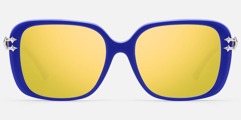 Nova - Bright Blue Gold Mirrored Y2K Star Shades by Vooglam