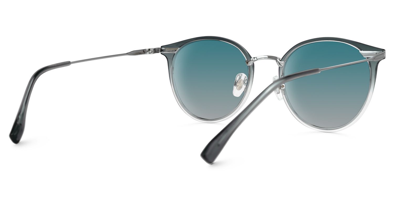 Eady - Round Blue Sunglasses | Vooglam Side View