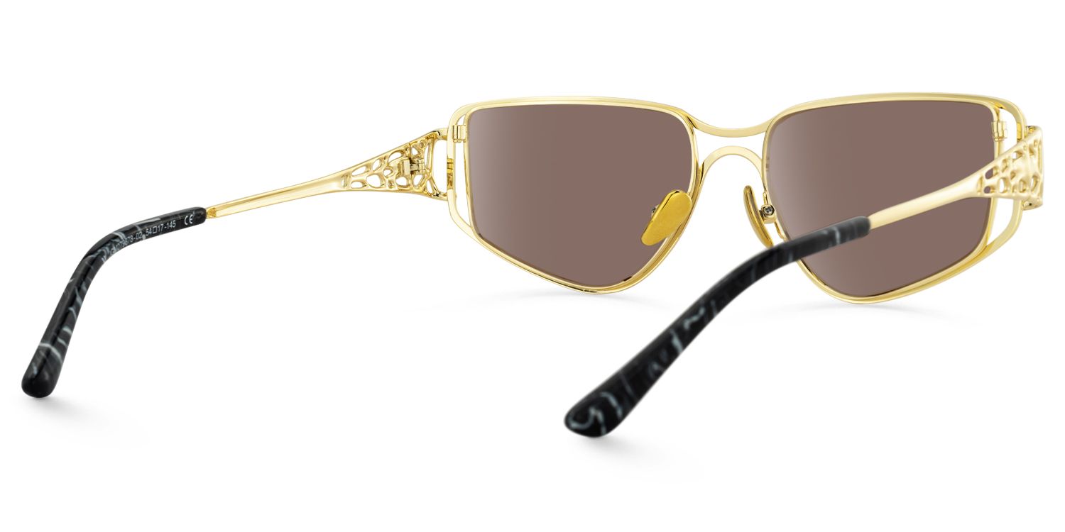 Sakina - Geometric Gold Sunglasses | Vooglam Side View
