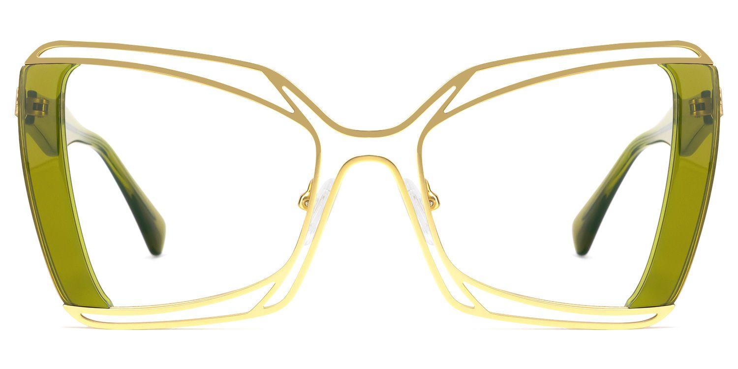 Russell - Square Green Eyeglasses | Vooglam Angle View