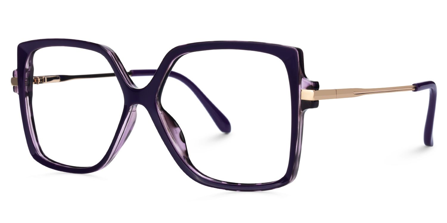 Faisal - Square Purple Eyeglasses | Vooglam Front View