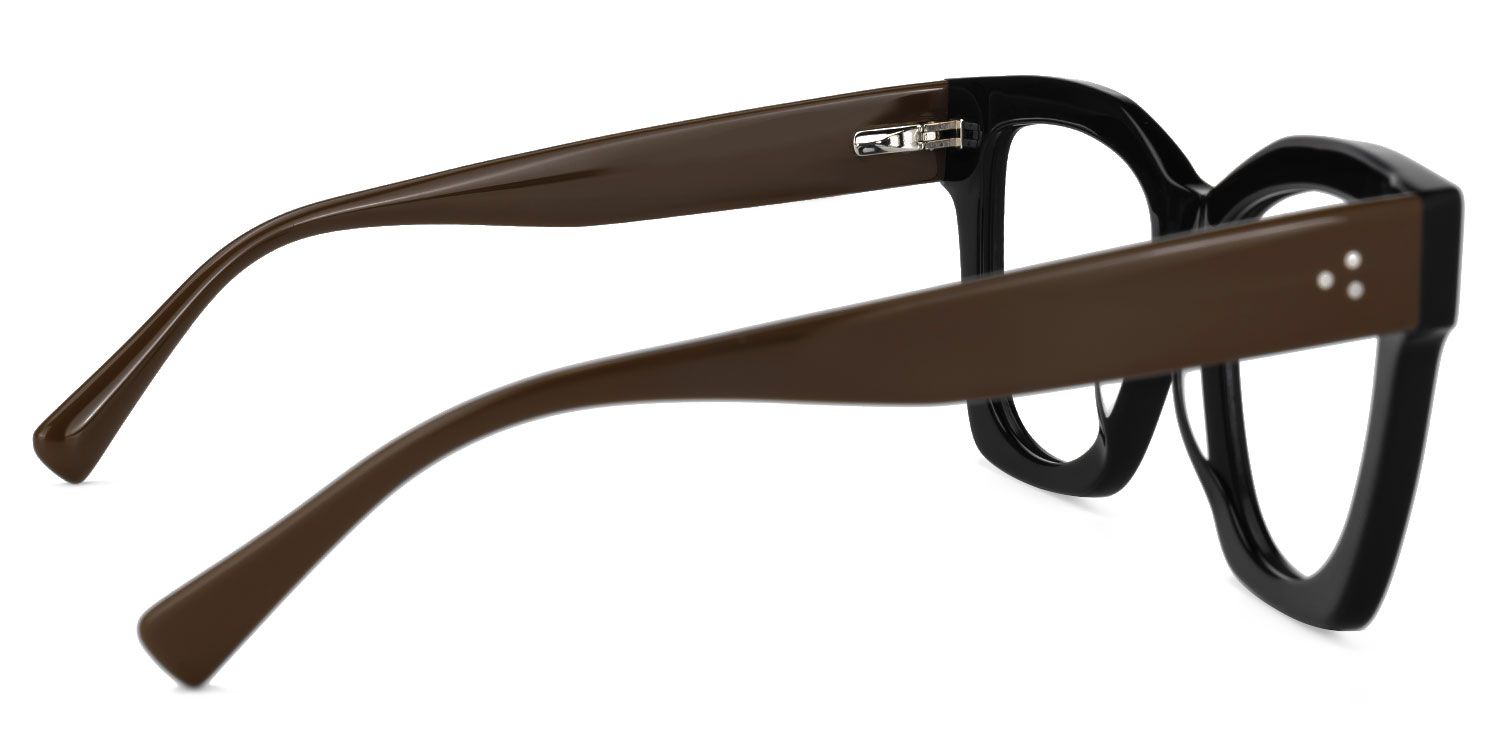 Clara - Square Brown Eyeglasses by Vooglam - Side View