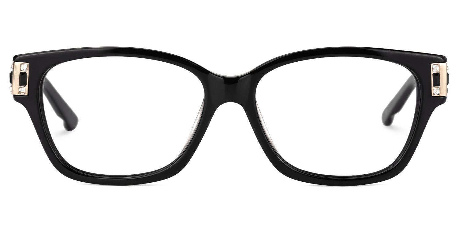 Elyse - Rectangle Black Eyeglasses | Vooglam Angle View